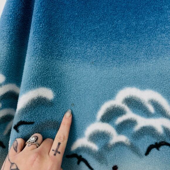 Blair Blue Ocean Print Fleece Full Zip Sweater Adults Size M - Picture 8 of 9